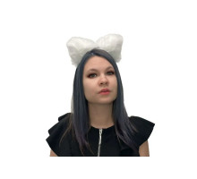 Уши кошки на ободке белые для косплея