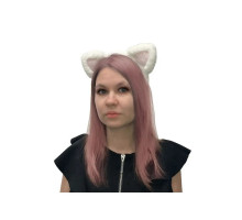 Уши кошки на ободке белые для косплея